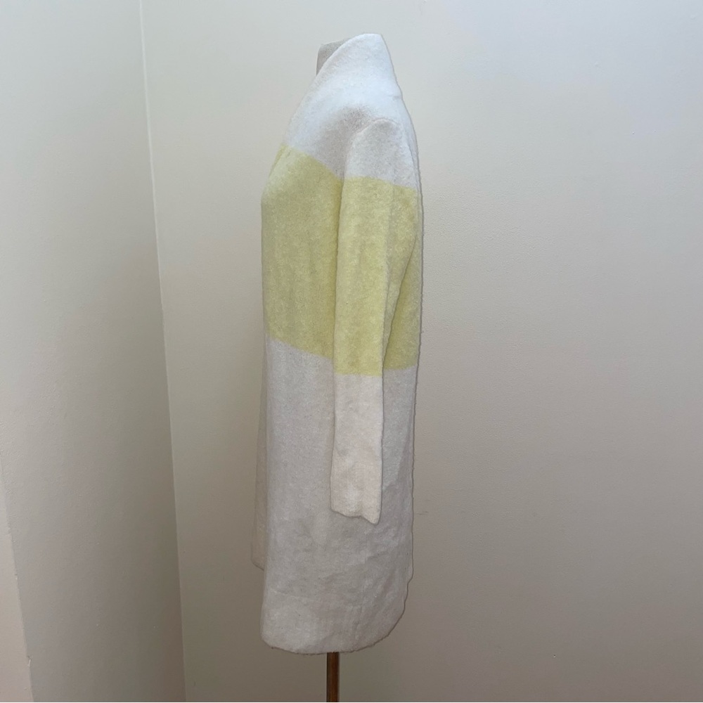 Anthropologie LTD Open Front Yellow/White Wool Blend Cardigan Sweater Size Small - Picture 4 of 15